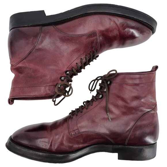 Alberto Fasciani Italy Burnished Burgundy Combat Boots Mens 9 Casual Dress Boots - Picture 6 of 14